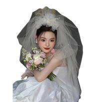 Stunning Bride White Tulle with Beadwork Flower Graceful Bride Banquet Party Long Veil for Taking Photo Supplies 1