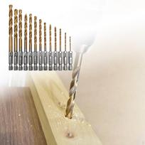 13 Pieces Hex Shank Drill Bit Set, Twist Bit, Quick Change HSS Electric Screwdriver