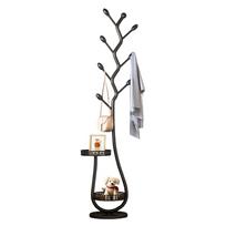 Metal Coat Rack Space Saving Storage Shelf with 2 Storage Tray Clothes Hanging Organizer Heavy Duty for Bedroom Hallway Entrance