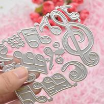 Metaliniai raižiniai su muzikinėmis natomis „pasidaryk pats“ scrapbookingui, pjovimo trafaretai atvirukų gamybai, popieriaus meno reikmenys dies