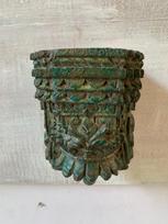 Carved Floral Wood Floating Shelf: Green Rustic Wall Decor 18” X 9” X 24” (l x w x h)