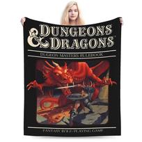 DND D&D Dragon Retro Blanket  Soft Funny Plush Throw Blanket For Kids Living Room Flannel Bedspread Bed Cover 30x40in