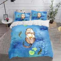 Otter Cartoon Duvet Cover Cute Room Bedding Set For Kids Teens Girls Bedroom Decoration Duvet Cover Easter Gift Friends EU Single(135*200cm)3pcs