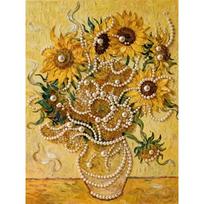 Pearl Van Gogh's Sunflowers DIY Diamond Art Kits 15.7x19.6inch Gem Art Diamond Painting Kits Without Frame for Adults Gift Idea Home Wall Decor 40x50cm