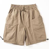Pure Cotton Casual Japanese-Style Retro Wide-Leg Workwear Shorts Khaki M