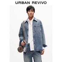 UR Men's Vintage Patchwork Denim Shirt L