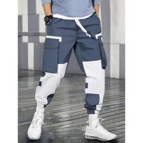 Men's Fashion Tooling Pants Men's Summer Trend Multi-Pocket Tie Casual Pants S