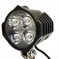 [in stock] Ebike LED Headlight Accessories 36V 48V Lamp 3pin Built-in Horn Front Light 4 LED Bulbs for Electric Scooters Bicycle gray