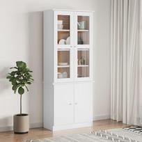 Vidaxl Witryna Alta, Biała, 77X35X186,5 Cm, Lite Drewno Sosnowe