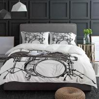 Shelf Drum Rock Music White Bedding Set 3pcs Duvet Cover Pillowcase Kids Adult Quilt Cover Double Bed Set Home Textile 135x200cm