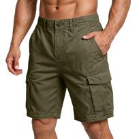 Men Casual Loose Fit Multi Pocket Cargo Shorts with Button Closure Belt Loops and Functional Side Pockets for Outdoor and Everyday Use L