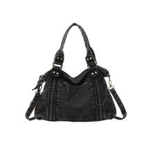 Vintage Denim Handbag with Braided Details Large Capacity Shoulder Crossbody Bag for Women