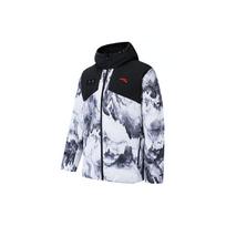 Anta Snow Mountain Full Print Casual Warm Water Resistant Hooded Short Down Jacket Unisex Jacket Pure-White 952347915-3 S