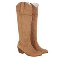 Pointed Toe Knight Boots for Women Brown PU Leather Knee High Boots Woman  Autumn Winter Western Cowboy Long Botas Mujer 35