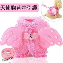 Korean version of Japanese sweet dog cat pet products clothes leash bow chest strap dog walker S (bust 32CM recommended weight 3-2.5kg)