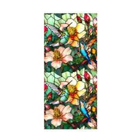Stained Glass Static Window Film Vintage Flower Privacy Protection Sun Blocking Glass Cling Waterproof PVC Window Covering Film C