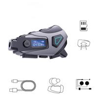 Motorcycle Helmets Intercom Waterproof Wireless Headset Advanced Noise Cancellation Ergonomic Fit 8H Battery Runtime gray
