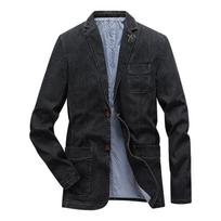 M-4XL Denim Blazer Men Jacket Cotton Autumn Spring Fashion Male Clothes Slim Fit Business Jean Coats Men Casual Suits M