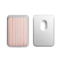 Pink vertical stripe Phone Card Bag Holder For Magsafe Magnetic Slim Wallet Back Pocket For iPhone 17 16 Pro For Samsung Case