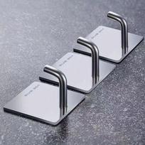 3-Piece Set of Stainless Steel Adhesive Hooks, Multi-Functional Kitchen Wall Hooks with a Polished Finish.