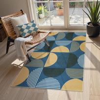 LEEVAN Easy Jute Rainbow 5x7 Living Room Rugs, Washable Modern Geometric Outdoor Patio Rug Non Slip, Green Abstract Bedroom Rug, 50x80cm