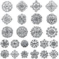24Pcs Multi-Color for Rhinestone Crystal Flower Brooches Pins Crystal for Rhinestone Corsage Pin For DIY Bridal Wedding
