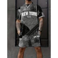 Men's outdoor clothing denim element short-sleeved suit patchwork pattern S