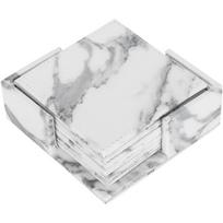 6Pcs Table Decor with Storage Tray Cup Mat Square Marble Pattern Marble Pattern Coaster Artificial Leather 10*10cm Cup Pad Home