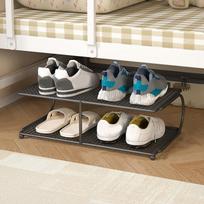 Space Saving Multi-layer Shoe Rack Large Capacity Shoe Stand Toy Storage Rack  Bedroom Black 2 Layers