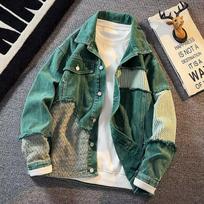 Denim jacket men's spring and autumn high-end trendy brand loose casual American vintage splicing patch jacket M