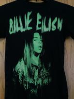 Billie Eilish - 2024 Black Shirt With Green Lettering & Image - S -Unisex L blue