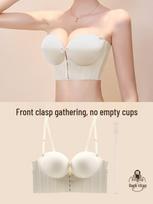 Non-Slip Strapless Push-Up Bra with Front Closure and Enhanced Padding for Women
