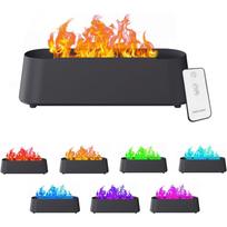 Flame aroma diffuser, essential oil diffuser, 300ml ultrasonic aroma diffuser, 7-color changing, ultra-quiet fireplace aroma diffuser Pack of 1 black