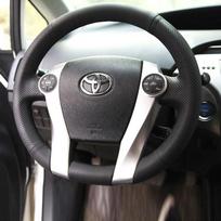 Toyota Prius 2-os ir 3-ios kartos rankomis siūta odinė vairo apdangalas - pilnas apvyniojimas 38 cm