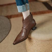 Big size 42 Autumn Women Boots Pointed Toe Kitten Heel Boots Leather Shoes Women Elegent Low Heel Ankle Winter Zapatos De Mujer 34