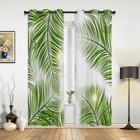 Tropical Green Leaves Window Curtains For Living Room Luxury Bedroom Decor Drapes Kitchen Window Treatments Curtains 135W x 60H(cm) x1
