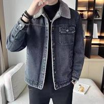 2025 Men's Retro High-End Washed Denim Jacket with Velvet Lapels M