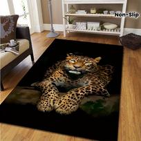Realistic Sleeping Leopard Printed Flannel Rug Non Slip Soft Carpet For Living Room Bedroom Wildlife Nature Decor Artistic 60x90cm