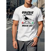 European sizes Fun Polish Men's Graphic Short Sleeve T-Shirt - Humorous Polish Text & Pigeon Design, Lightweight Summer Casual Tee, Machine Washable S