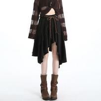Women's Autumn High-Waist French Ruffle Suede Midi Skirt, Anti-Exposure with Irregular Fluffy Design M, for 95-110 lbs, no belt