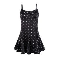 Summer '26 American Retro Polka Dot Rhinestone Strappy Dress for Women Medium