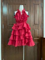 Ruffled Patchwork Chiffon Halter Mini Dress - Elegant Waist-cinching Fluffy Skirt, High-Waist Style (2026) XXXL