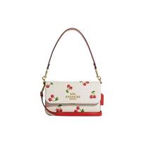 Coach Brynn 23 Cherry Print Flap Leather Tote Shoulder Bag Medium Women bags White CA530-IMCAH Basic Set (Bag+Dust Bag)