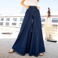 Women's High Waist Wide Leg Jeans Loose Fit Stretch Denim Pants Casual Spring Solid Wash Flare Trousers XS