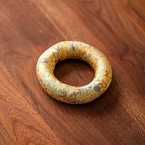 Donut Shape Singing Bowl Mat Brocade Wooden Fish Coaster Sound Copper Out Mat  Yoga 13cm 5.12in