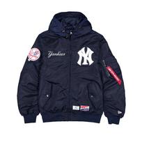 New Era X Alpha Industries Collaboration FW24 New York Yankees Pilot Logo Letter Hooded Loose Fit Zip Long Sleeve Jacket Unisex jackets 60564139 L