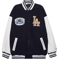 New Era FW24 MLB Los Angeles Dodgers Logo Letter Single-Breasted Long Sleeve Baseball Jersey Unisex jersey Black 14532225 S