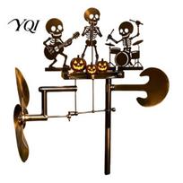 Unique Halloween Decoration Skeleton Rock Trio Metal Wind Spinner, Handmade Kinetic Garden Sculpture Artistic Yard for Outdoor Lawn Decor, Musical 1pc