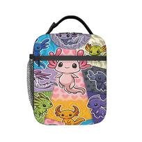 Cute Axolotl Lunch Bag  Casual Lunch Box For Women Office Portable Insulated Cooler Bag Oxford Designer Thermal Tote Handbags One Size