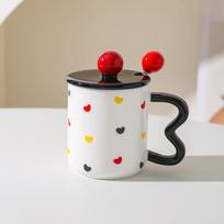 Nordic Ceramic Water Cup Creative Household Mug Couple Cup Coffee Cup with Lid Spoon To Give Friends Gift 301-400ml